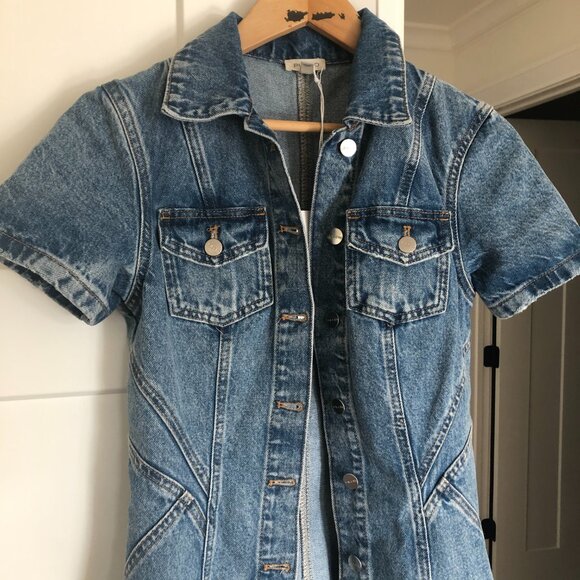 Pilcro Short-Sleeve Denim Button-Front Mini Dress size 2 - Picture 9 of 9